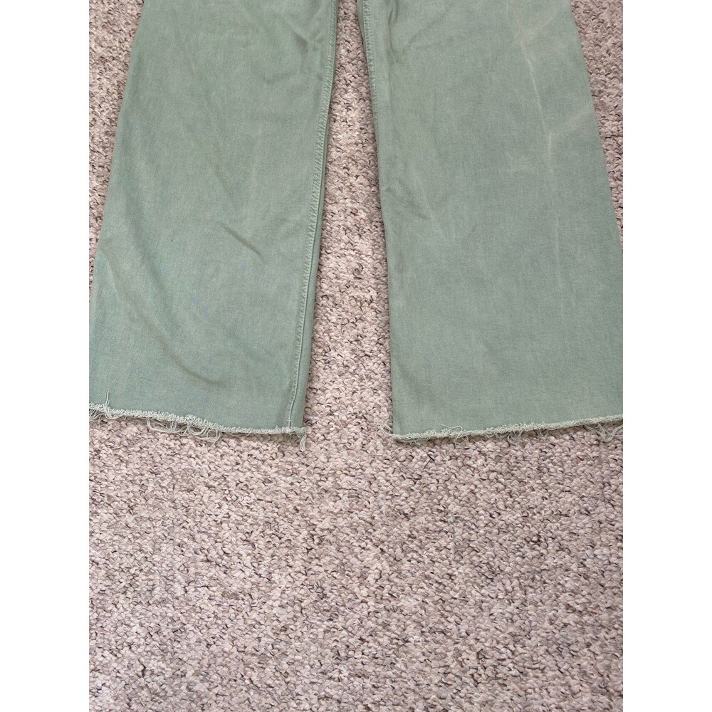 Zara High-Rise The Marine Straight Wide Leg Raw Hem Light Green 4 - Picture 6 of 10